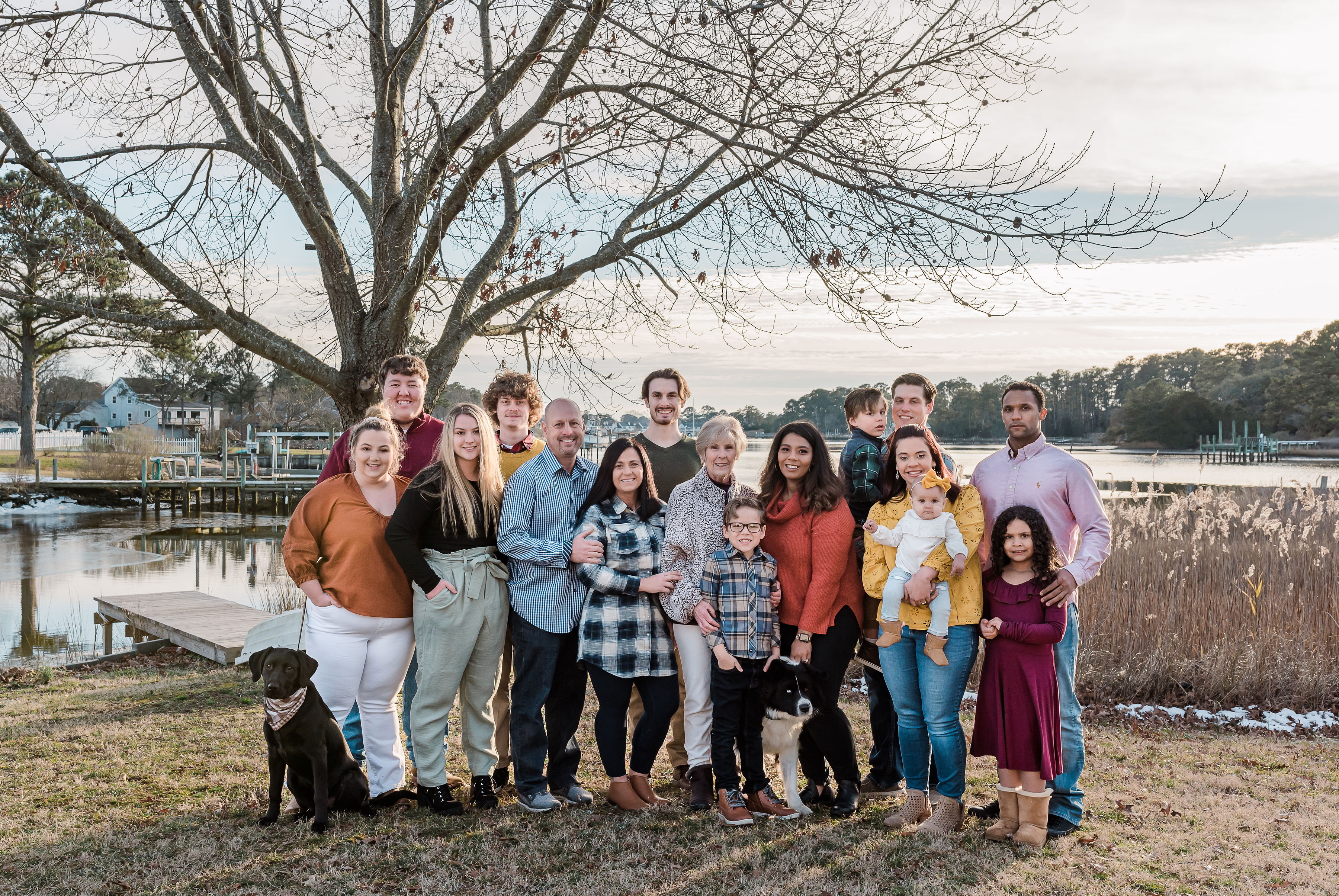 The Brown Bear Home Services family gathered by the water in Hampton Roads, Virginia